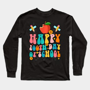 Groovy Happy 100Th Day Of School 100 Days Smarter Kids Long Sleeve T-Shirt